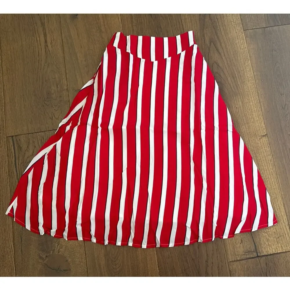 Modcloth x Collectif Ornella Yacht Striped A-Line Red White Sz 2 XXS NWT